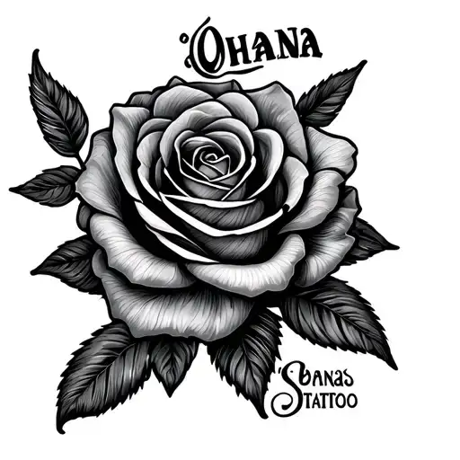 "Ohana " stitch with a rose tattoo design idea