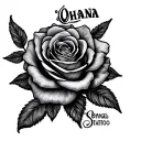 "Ohana " stitch with a rose tattoo design idea