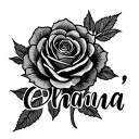 "Ohana " stitch with a rose tattoo design idea