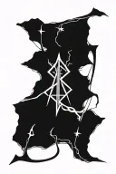 “Create a bind rune with intense spiritual symbolism: start with Mannaz at the center representing the self, surrounded  tattoo design idea