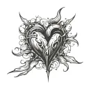 heart shape with  spike around it  tattoo design idea