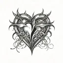 heart shape with  spike around it  tattoo design idea