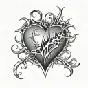 heart shape with  spike around it  tattoo design idea