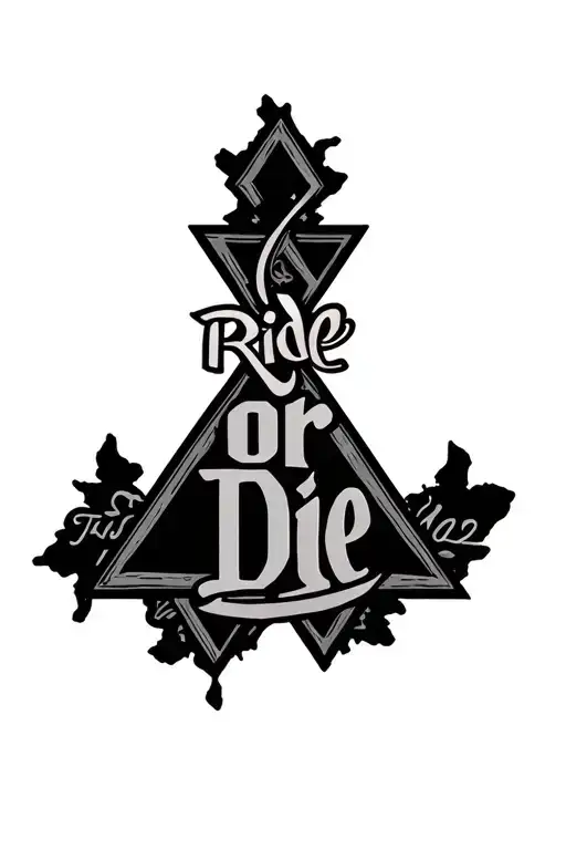"Ride or die" triangle outline intertwined tattoo design idea