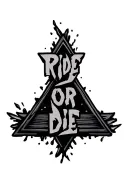 "Ride or die" triangle outline intertwined tattoo design idea