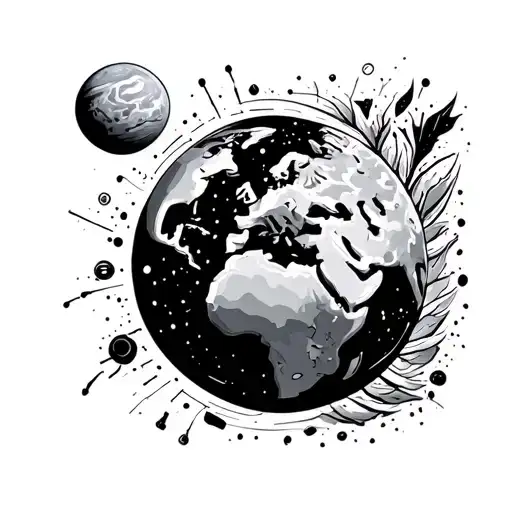planet earth billboard lines only tattoo design idea