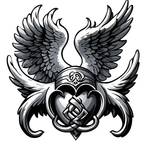 claddagh angel wings trinity knot  tattoo design idea