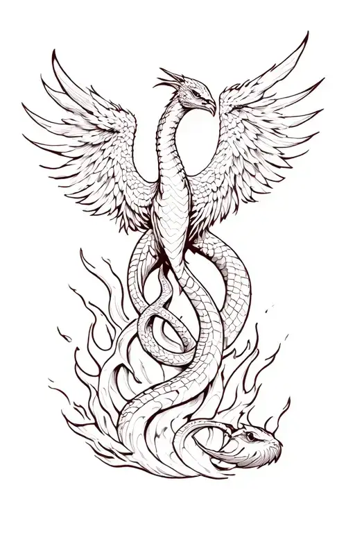 cobra phoenix rising from the ashes tattoo design idea
