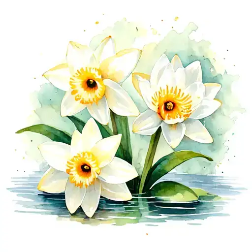 Daffodil And Water Lily tattoo design idea