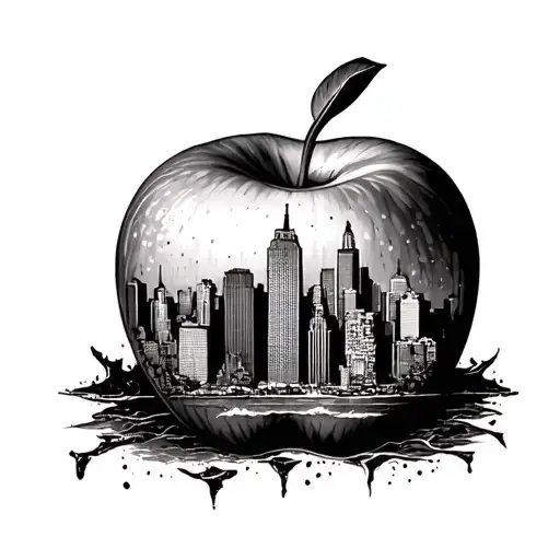 the rotten apple nyc skyline tattoo design idea
