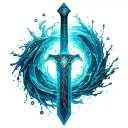 sword with water swirling around the length of it simplified tattoo design idea