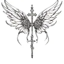 sketch tattoo pixie wings crosses drawing tattoo design idea