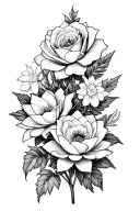 Rose, Carnation, Water Lily, Honeysuckle, Gladiolus, Poopy, Larkspur, Snowdrop Tattoo tattoo design idea
