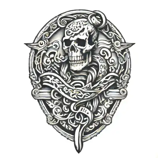 don't tread on me flintlock pistols tattoo design idea