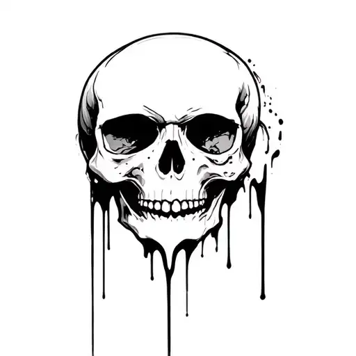 front facing Skull with negative space tears flowing tattoo design idea