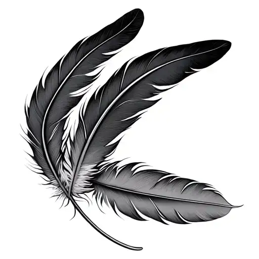 3 feathers falling tattoo design idea