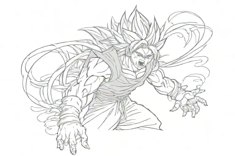 dragon ball z gangster goku turning super saiyan tattoo design idea