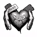 heart being held together by two bandaids one saying Bean other saying Auburn  tattoo design idea
