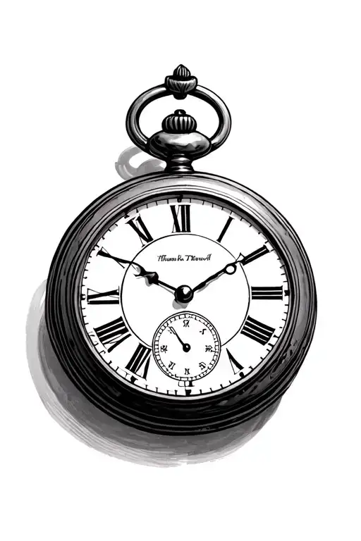a blank faced antique pocket watch tattoo design idea