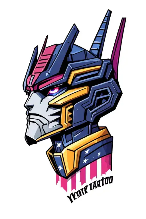 decepticon heads looking forward with names tattoo design idea