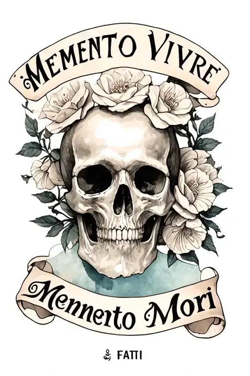 Memento Vivere, Amor Fati and Memento Mori written tattoo design idea