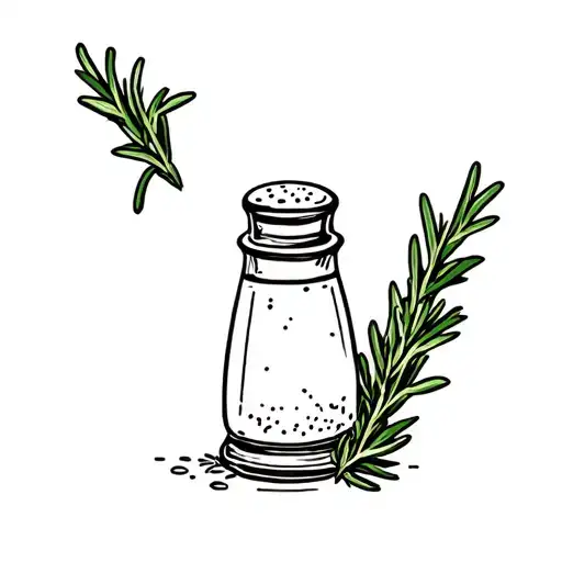 salt shaker with rosemary sprig tattoo design idea