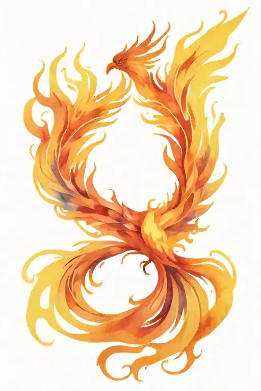 Phoenix bird emerging from the flames with its wings open and looking forward, with its claws clearly visible tattoo design idea