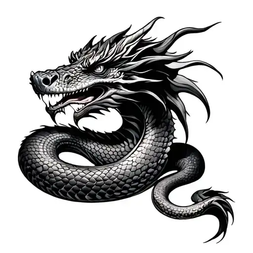 dragon and snake tattoo design idea