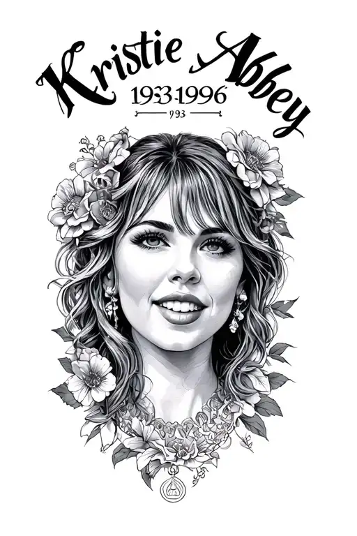 "Kristie Abbey 1993 1996" Name and dates incorporated tattoo design idea