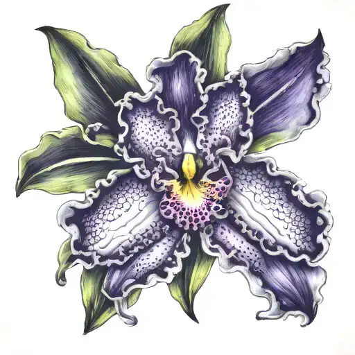 cattleya orchid blooming tattoo design idea