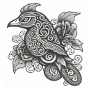 Hamsa and snake tattoo design idea