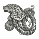 Hamsa and snake tattoo design idea