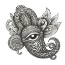 Hamsa and snake tattoo design idea