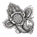 Hamsa and snake tattoo design idea