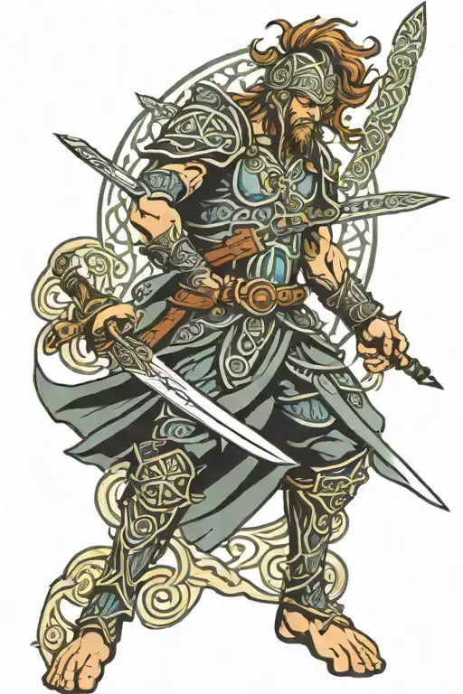  Celtic warrior wielding a sword tattoo design idea