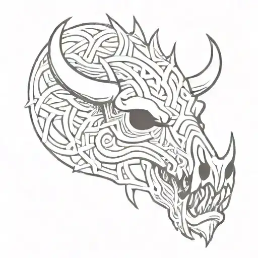 celtic boar skull angry tattoo design idea