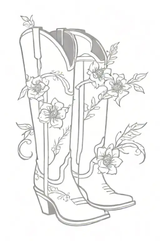 cowboy boot flowers tattoo design idea