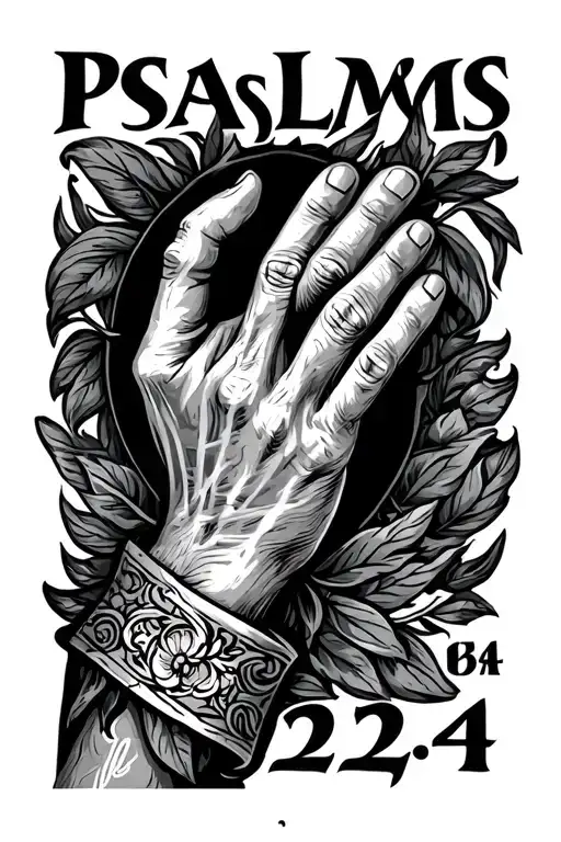 Psalms 23:4 with a hand holding tattoo design idea