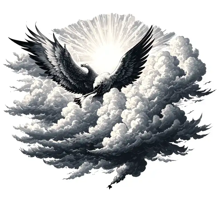 kindom of heaven, sunlight rays breaking through clouds.  tattoo design idea