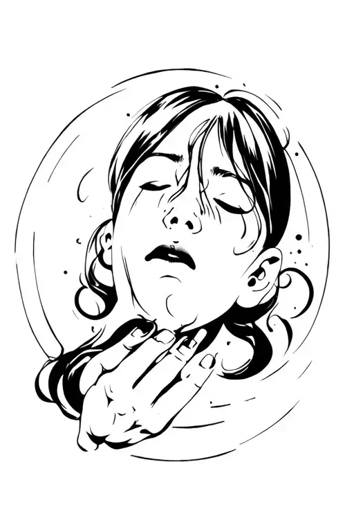 Depression depicted according to traditional Japanese tattoo design idea