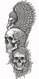men angel eagle skull tattoo design idea