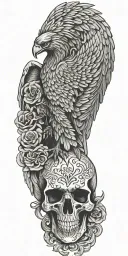 men angel eagle skull tattoo design idea