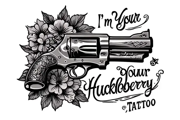 Wild West six shooter with "I"m Your Huckleberry" tattoo design idea