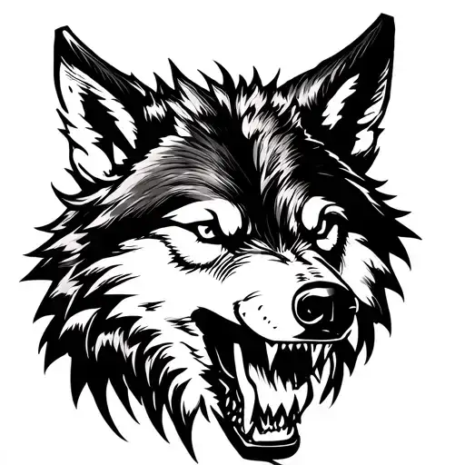 snarling wolf head tattoo design idea