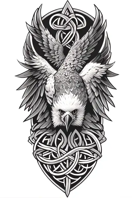 Red Kite with on armor tattoo design featuring Celtic trinity knot  tattoo design idea
