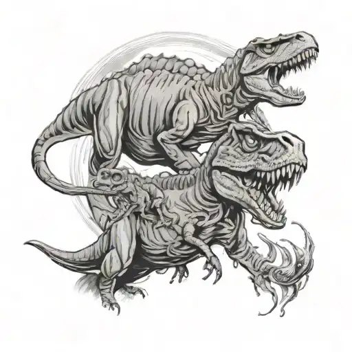 mom son t rex tattoo design idea