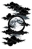 Full moon with clouds tattoo design idea
