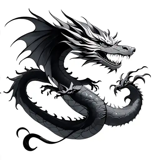 dragon flying with Lao flag  tattoo design idea