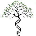 tree with dna-strand branch symbolizing life tattoo design idea