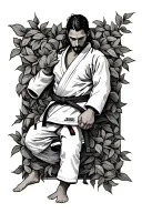 jiu jitsu black belt intertwined with vines tattoo design idea